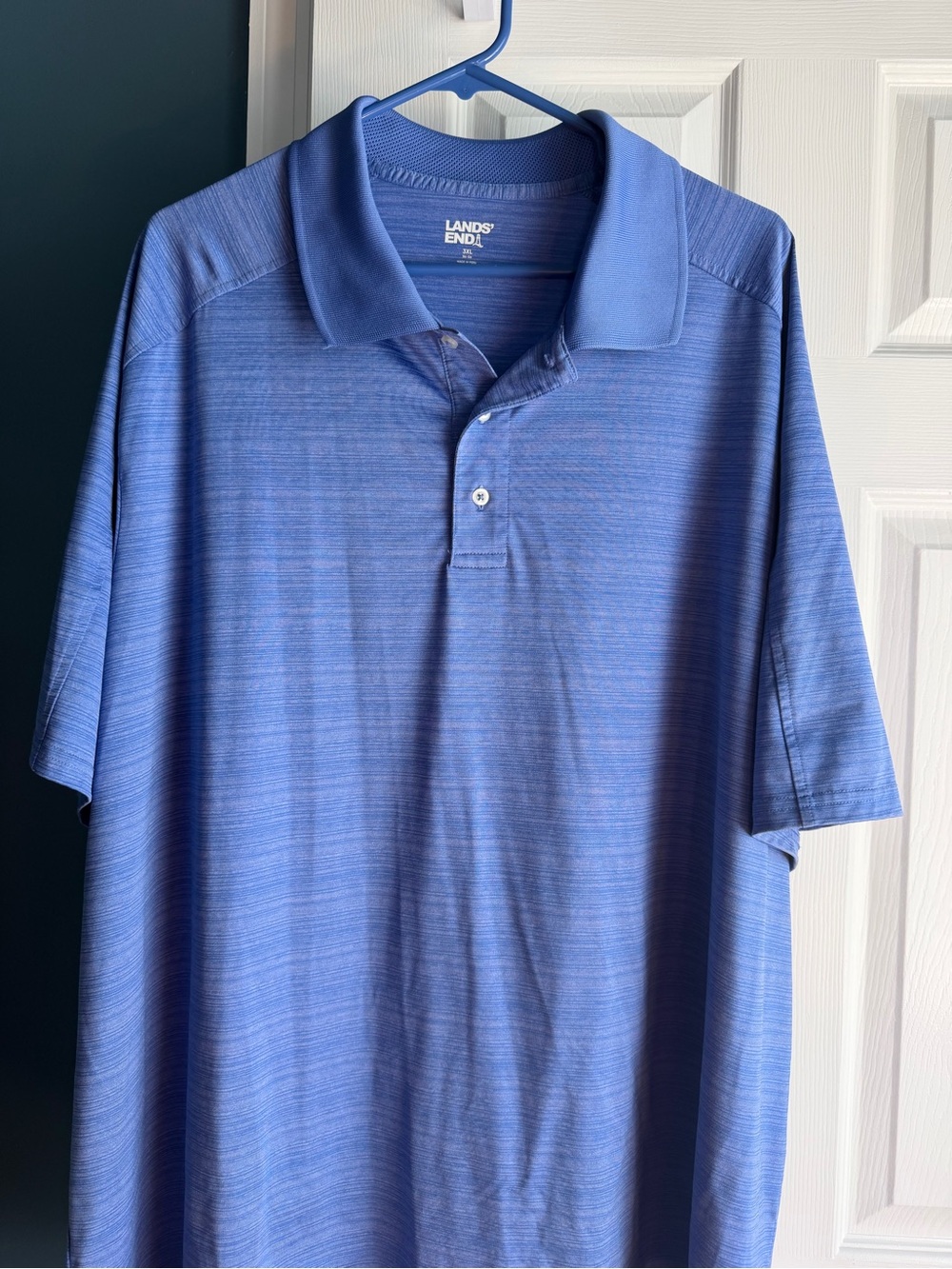 Lands' End Men’s Heathered Light Blue Polo Shirt